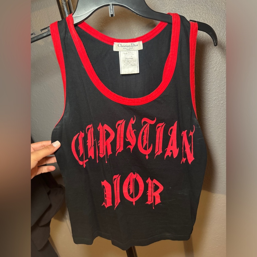 Vintage Christian Dior Black and Red Tank Top